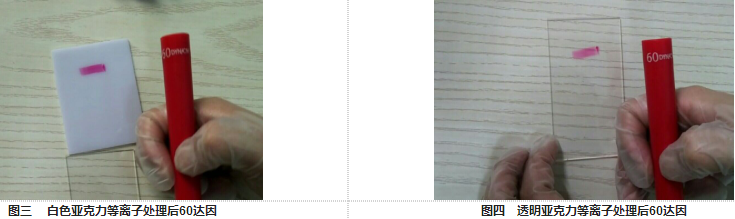 亚克力材料经等离子清洗设备处理后达因值-球速等离子清洗机